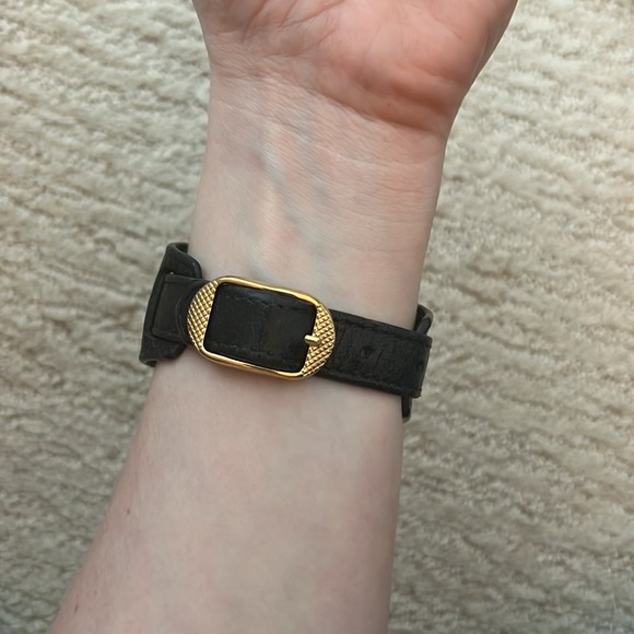 Balenciaga Black Leather and Gold Buckle Bracelet - Picture 5 of 5